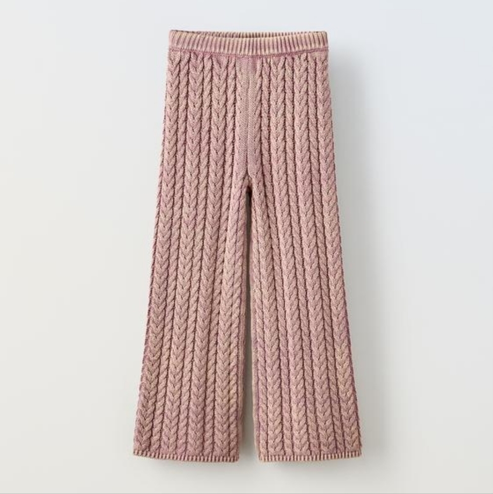 Zara Mauve Cable Knit Pants